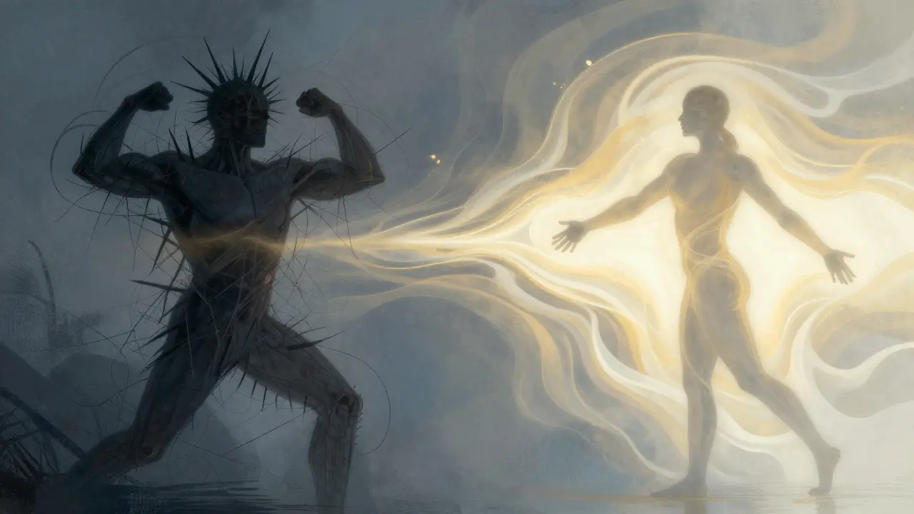 Abstraktní ilustrace přechodu ze stresu do relaxace