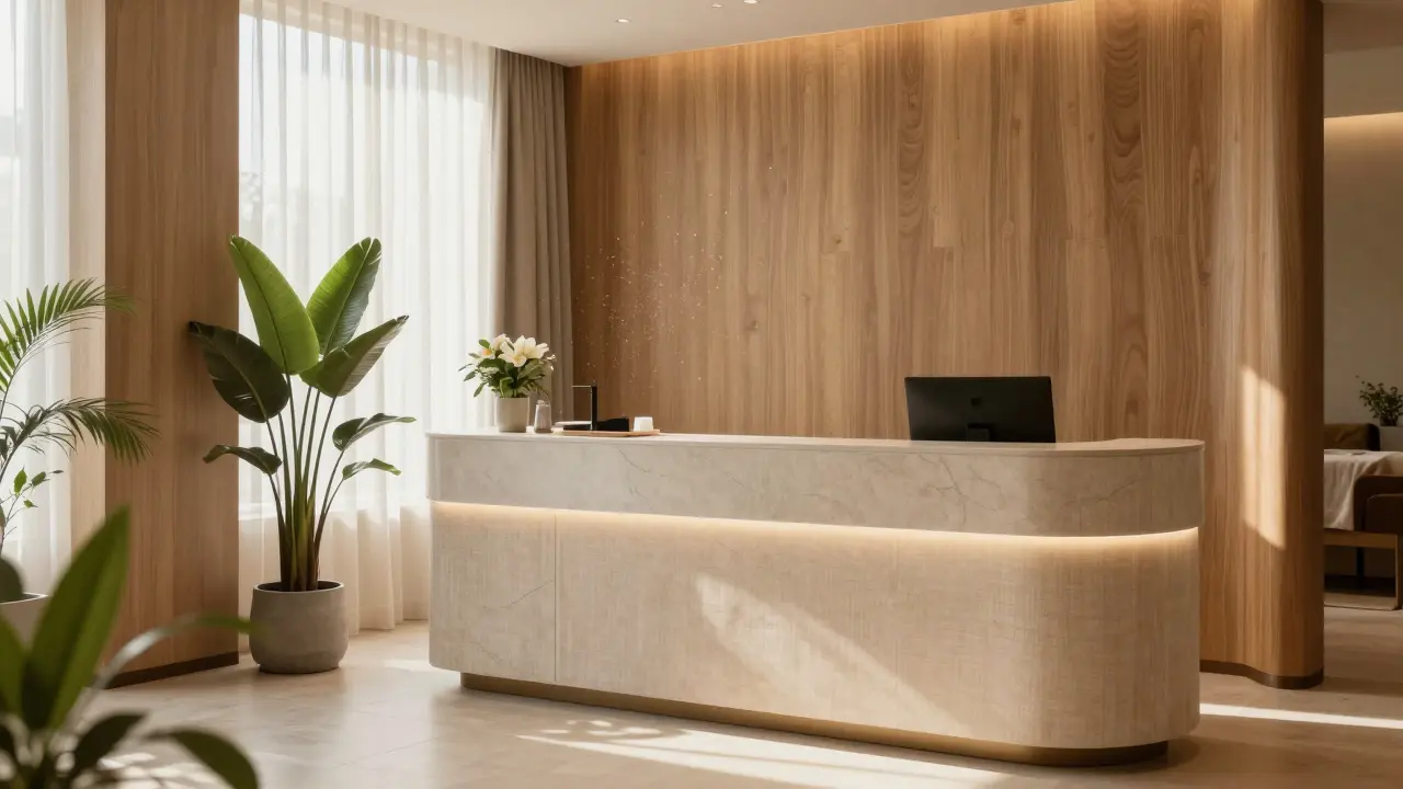Elegant and clean spa reception area conveying trust and luxury