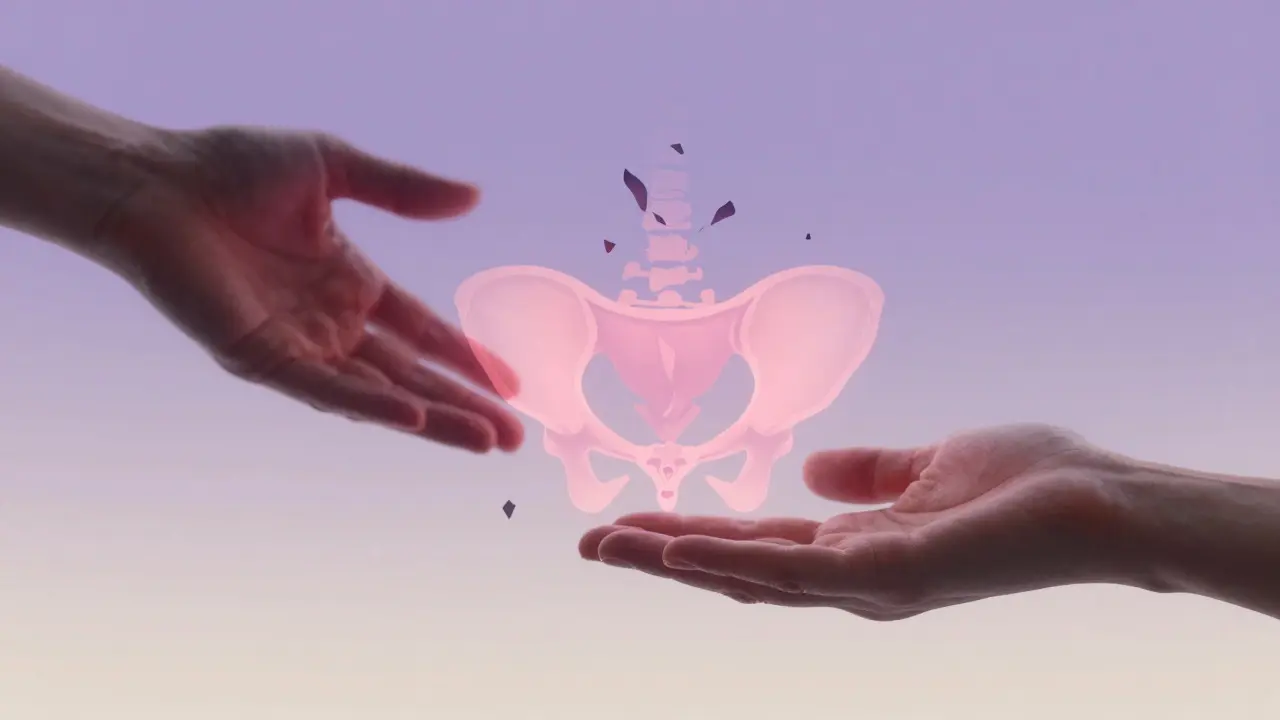 Konceptuální ilustrace uvolnění emocí a hojení pánve