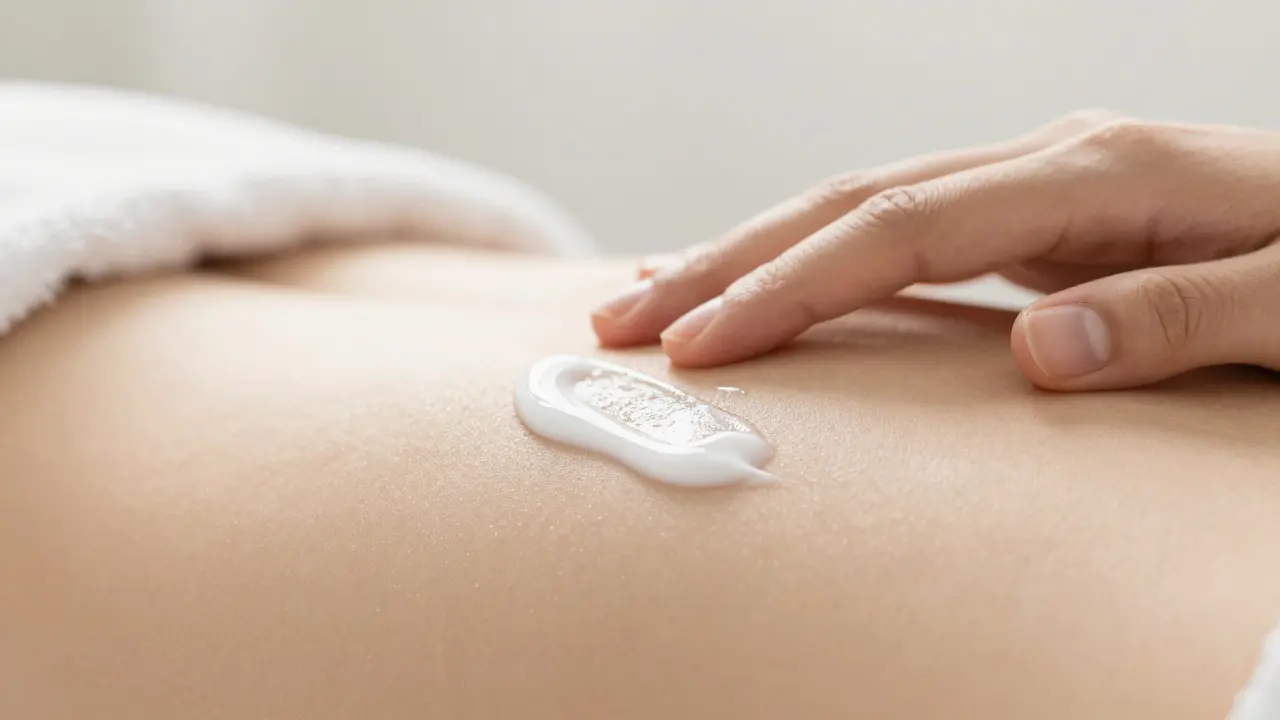 Záběr na jemnou péči o tělo s důrazem na relaxaci a hygienu
