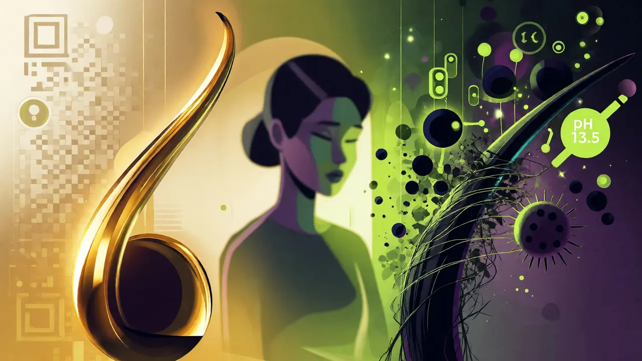 Konceptuální ilustrace poškození vlasů chemikáliemi